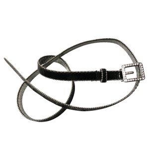 Y2K Guess Bling Belt Black Sz XL 38-42" Waist 3/4" Width Skinny Glam Rock Gothic